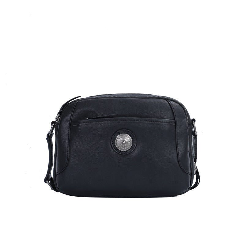 Men's Shoulder Bag Genuine Cowhide Leather Retro Casual Fashion Large Capacity Crossbody Bag for Men