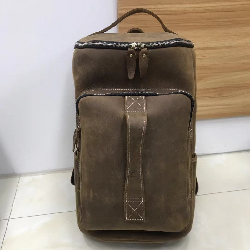 Men's backpack cowhide genuine leather Crazy Horse casual business large capacity fashion travel bag