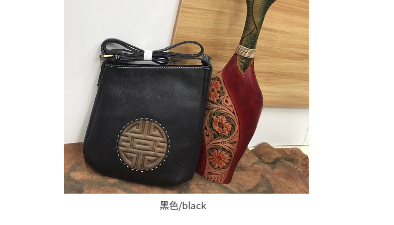 Men's Shoulder Bag Genuine Cowhide Leather Retro Fashion Casual Crossbody Bag for Men