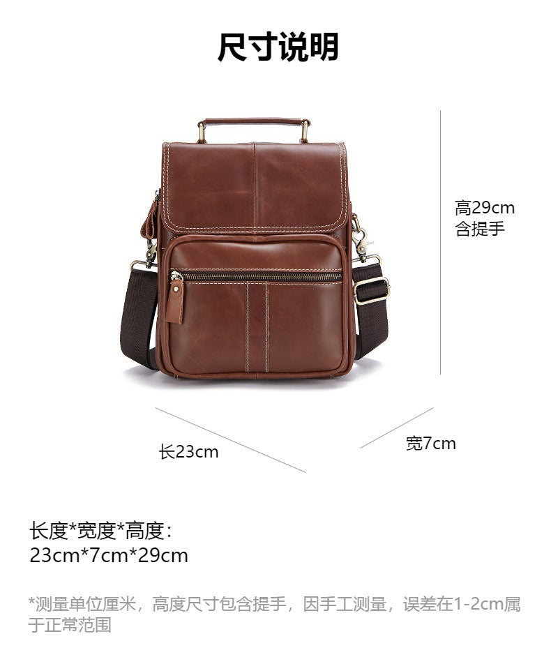 Men's Shoulder Bag Cowhide Genuine Leather Handbag Soft Leather Casual Simple Crossbody Bag for Men