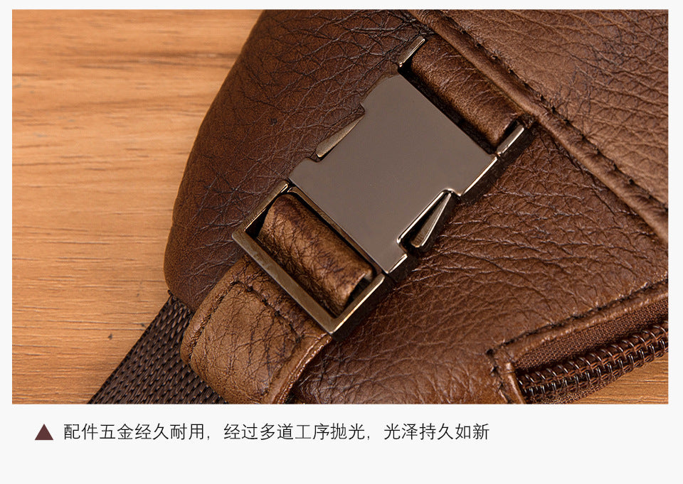 Men's bust bag Genuine cowhide leather retro outdoor versatile crossbody bag for men