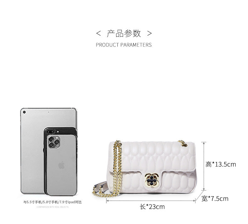 Women's bag Stylish Genuine leather chain bag that goes with anything Mini square bag Commuting shoulder bag. Pochette