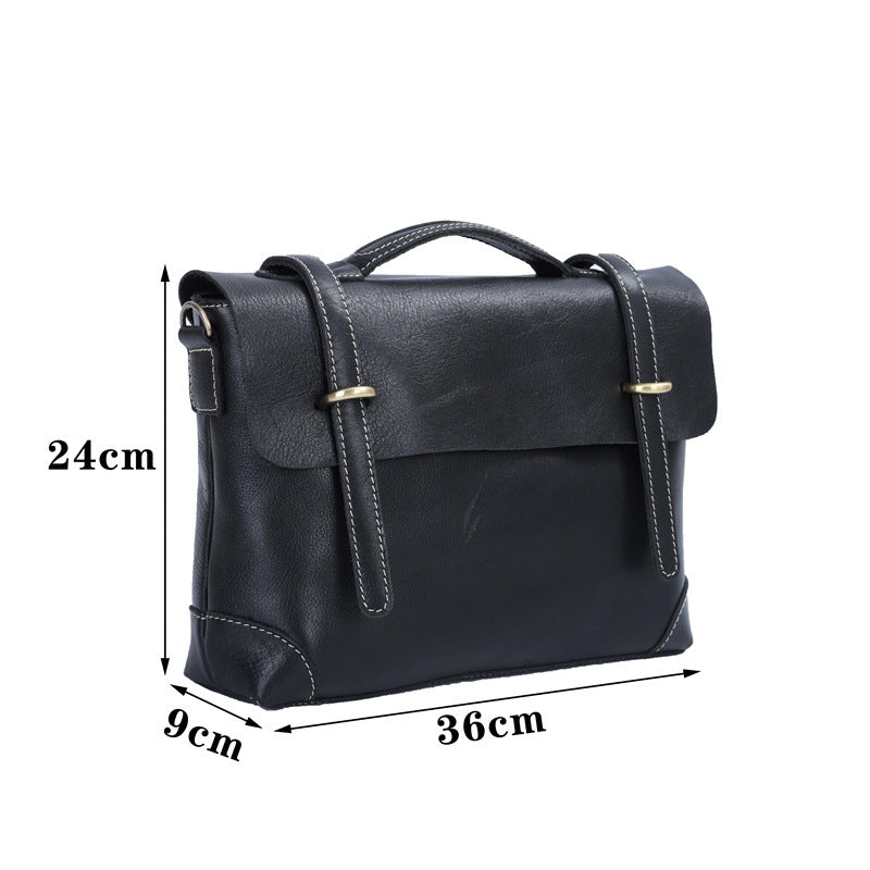 Men's Shoulder Bag Retro Cowhide Crazy Horse Messenger Bag Casual Fashion Large Capacity Crossbody Bag for Men Computer Bag