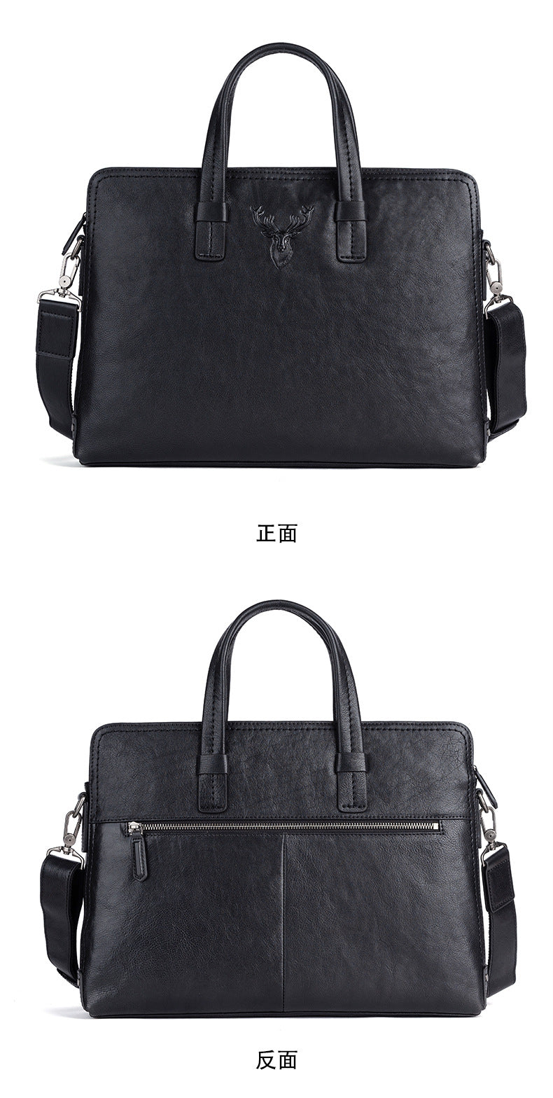Men's Briefcase Genuine Cowhide Leather Simple Fashion Retro Casual Bag Computer Bag for Men