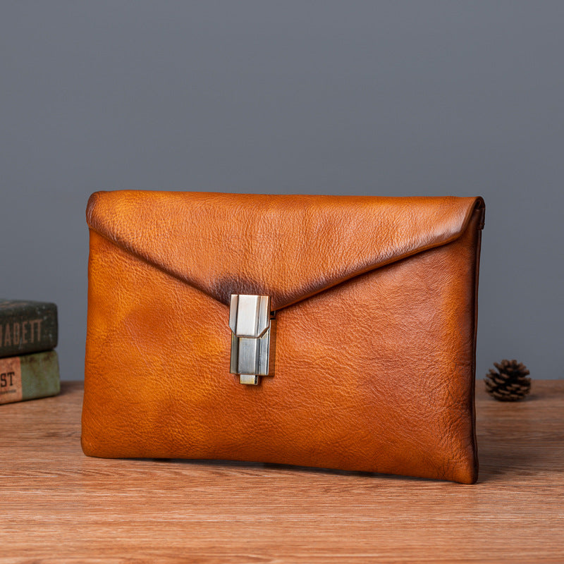 Men's Clutch Bag Cowhide Genuine Leather Retro Casual Men's Handbag