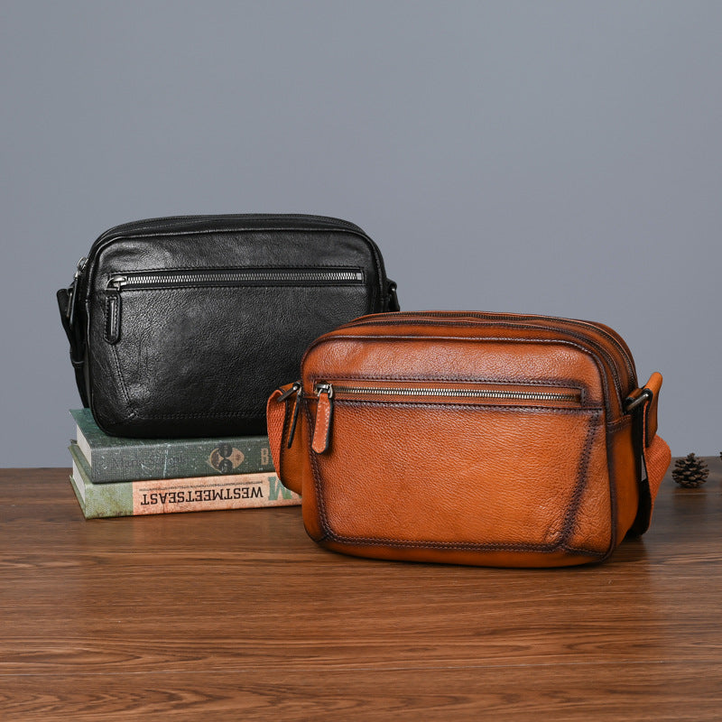 Men's shoulder bag Genuine cowhide leather large capacity simple crossbody bag for men