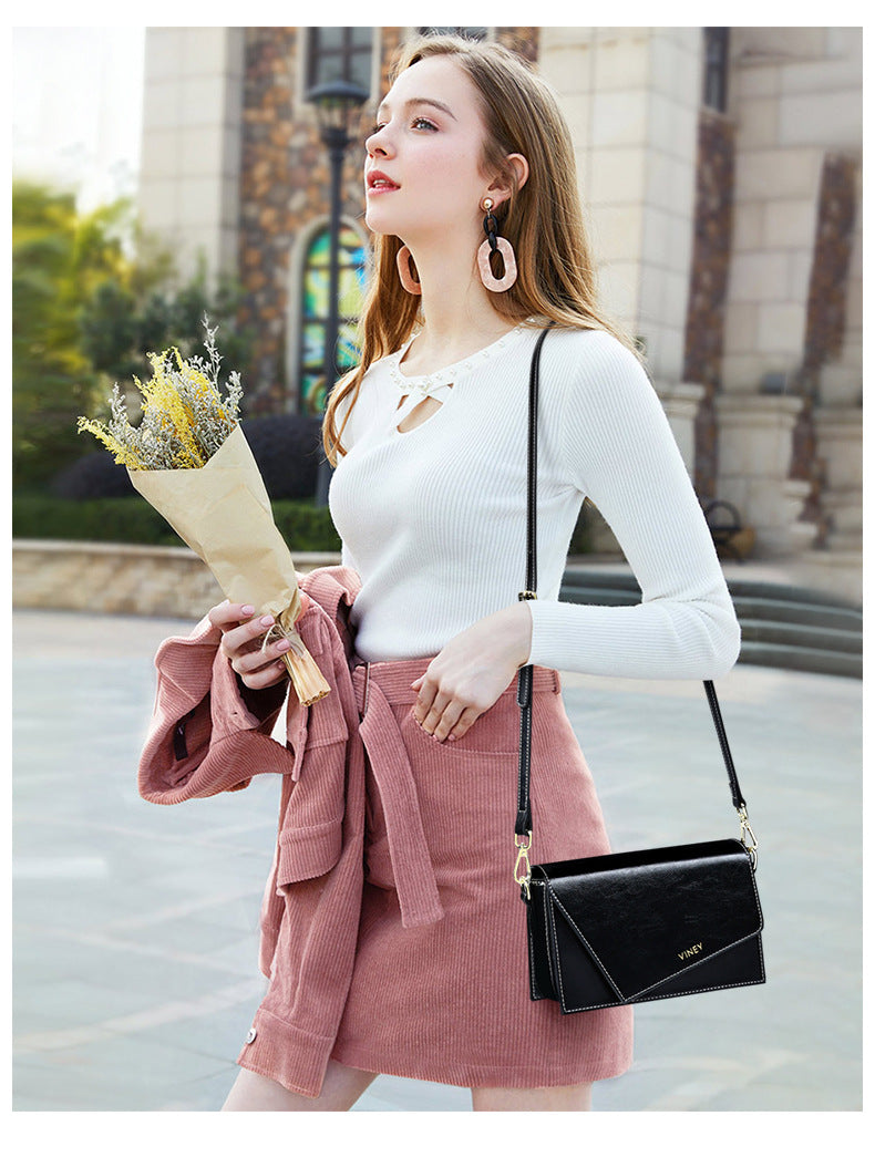 Genuine leather bag ladies bag mini square bag crossbody bag simple elegant shoulder bag. pochette