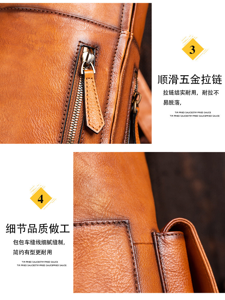 Men's bust bag Genuine cowhide leather retro fashion crossbody bag for men