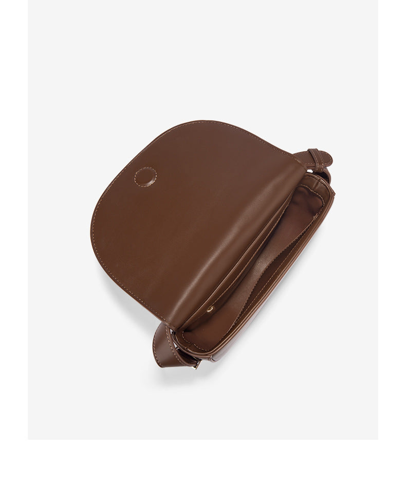 Cowhide women bag luxury plaid crossbody bag saddle bag genuine leather semicircle broadband shoulder bag.Pochette