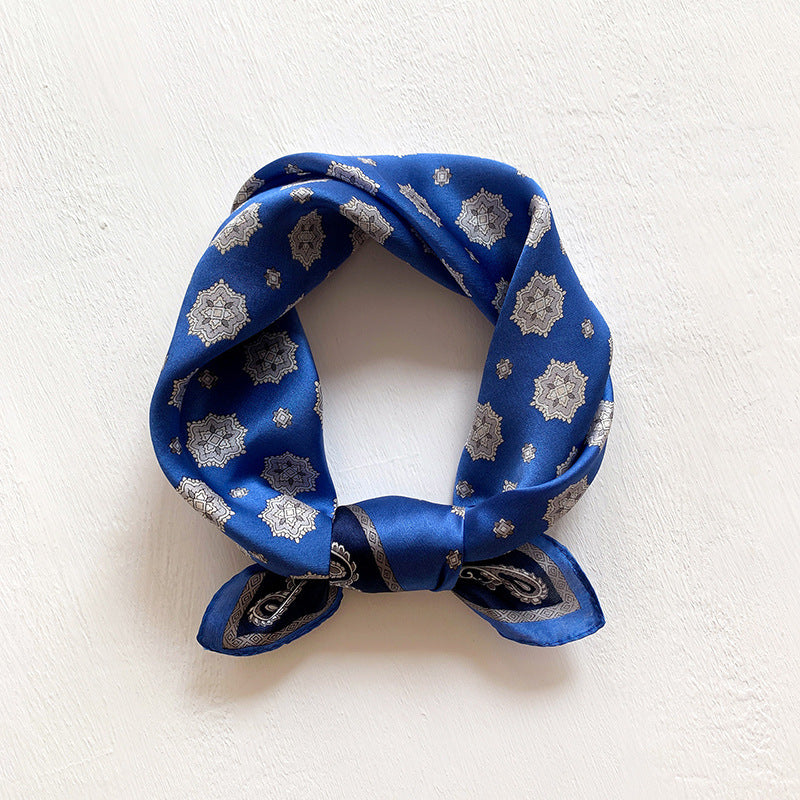 Silk scarf for women printed pattern commuting style small scarf goes with everything elegant neckerchief