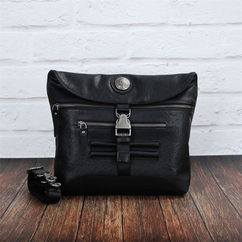 Men's Shoulder Bag Genuine Cowhide Leather Crazy Horse Retro Men's Crossbody Bag
