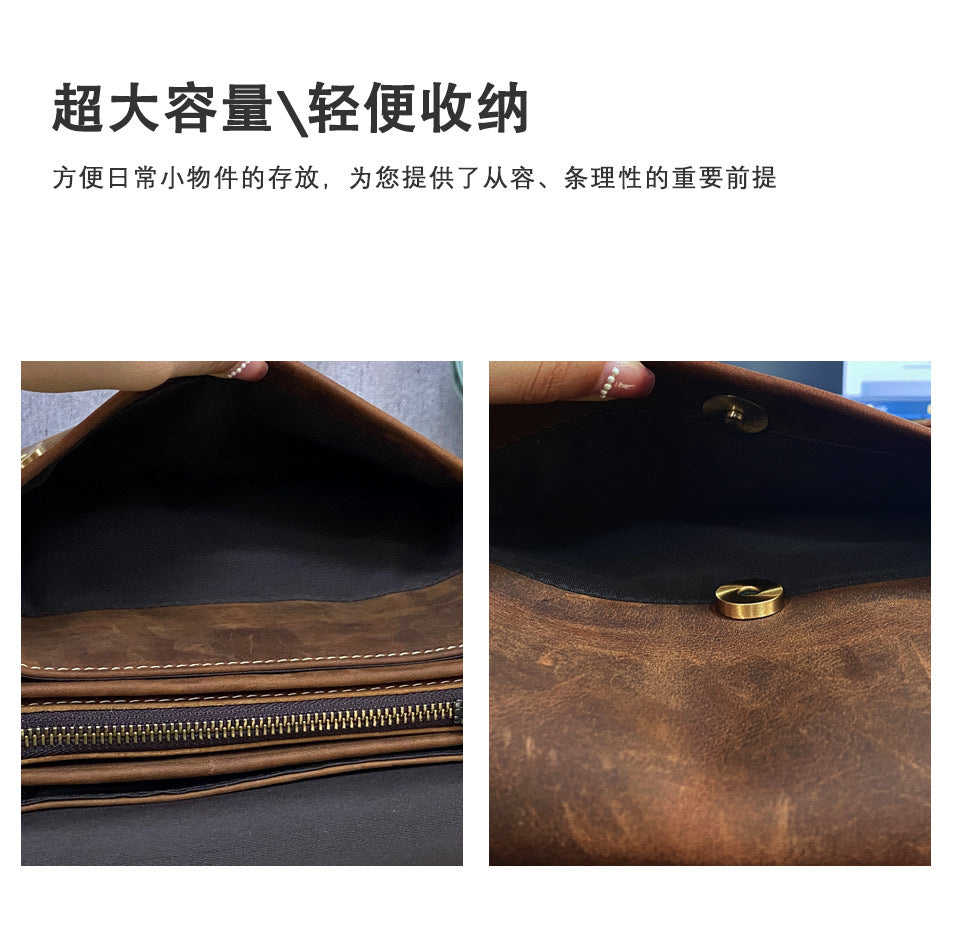 Men's Briefcase Cowhide Genuine Leather Retro Business Men Computer Bag