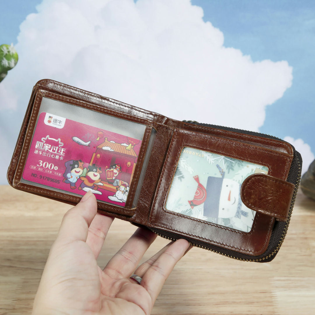 Men's Short Wallet Korean Fashion Multifunctional Zipper Business Coin Card Holder Men's Wallet