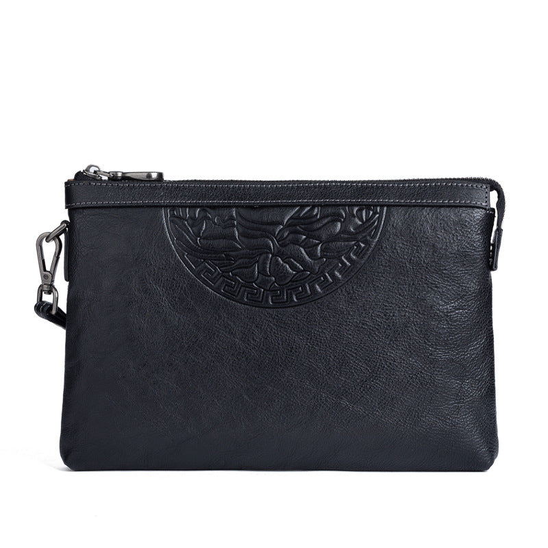 Men's Clutch Bag Genuine Cowhide Leather Retro Casual Men's Handbag