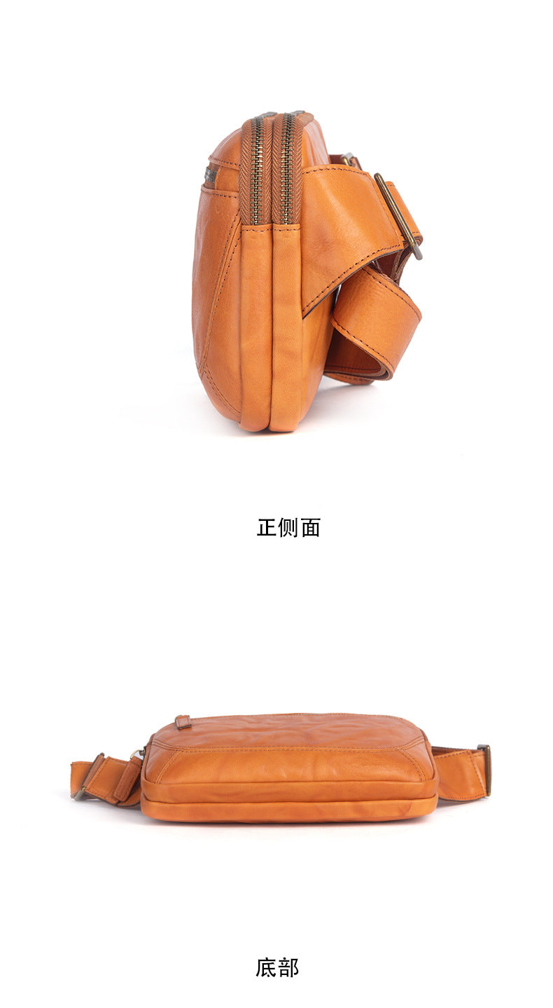 Men's Shoulder Bag Genuine Cowhide Leather Retro Crossbody Bag for Men