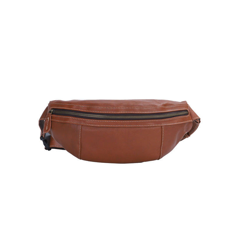 Men's Bust Bag Genuine Cowhide Leather Retro Casual Fashion Shoulder Bag Crossbody Bag for Men