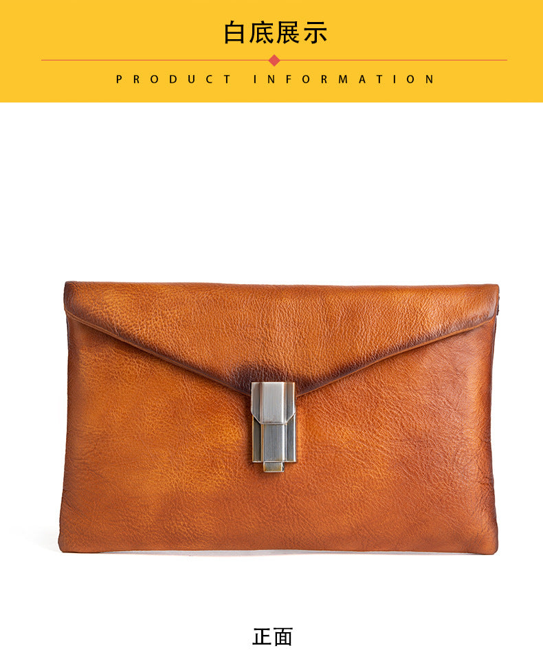 Men's Clutch Bag Cowhide Genuine Leather Retro Casual Men's Handbag