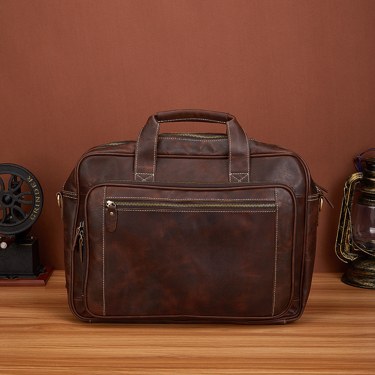 Men's Handbag Briefcase Cowhide Genuine Leather Retro Business Men Computer Bag