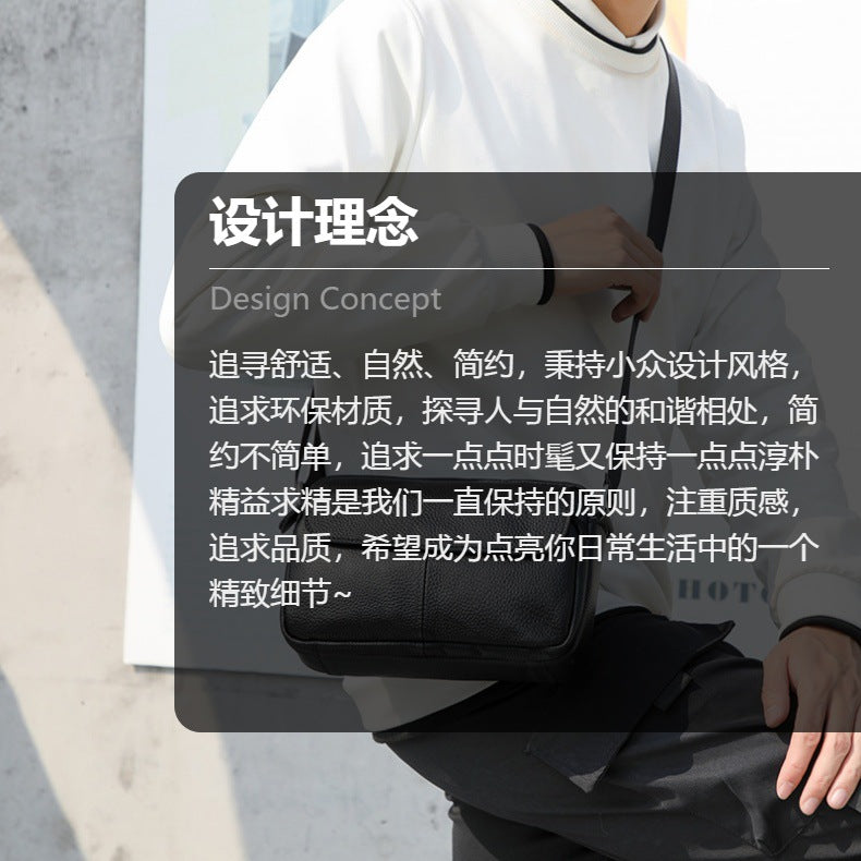 Men's Shoulder Bag Genuine Cowhide Leather Retro Casual Men's Crossbody Bag Messenger Bag