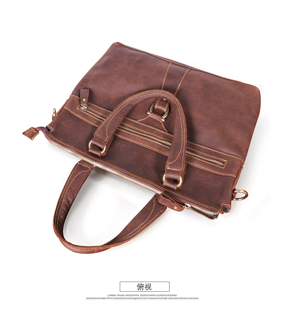Men's Briefcase Crossbody Bag Cowhide Genuine Leather Retro Men's Shoulder Bag Handbag
