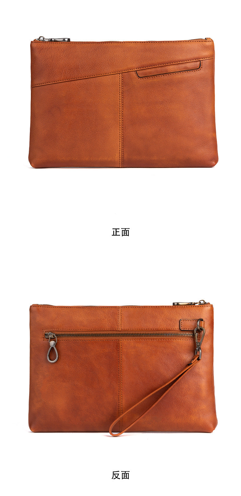 Men's Wallet Cowhide Genuine Leather Clutch Bag Retro Casual Men's Handbag