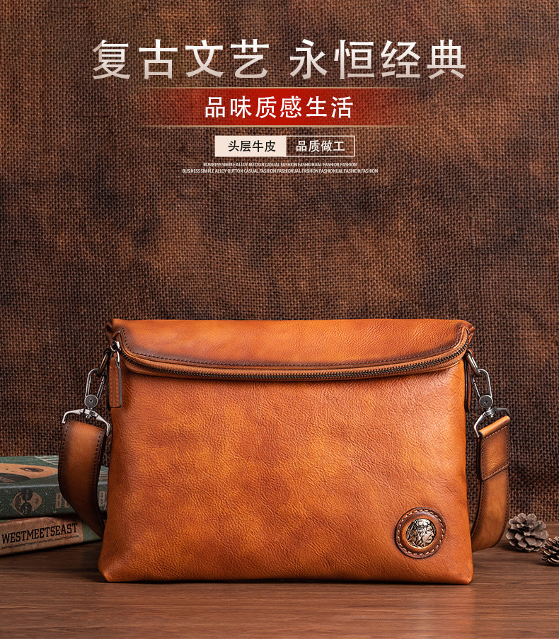 Men's shoulder bag Genuine cowhide leather business crossbody bag for men