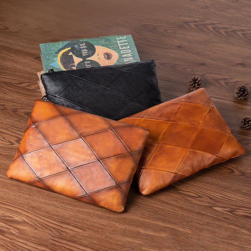 Men's Clutch Bag Cowhide Genuine Leather Casual Retro Male Handbag