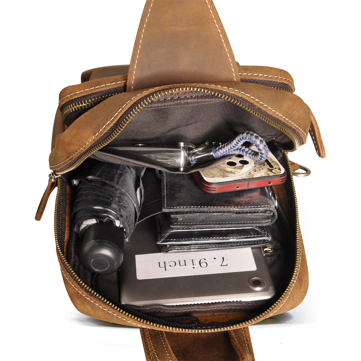 Men's bust bag Genuine cowhide leather outdoor multipurpose crossbody bag for men