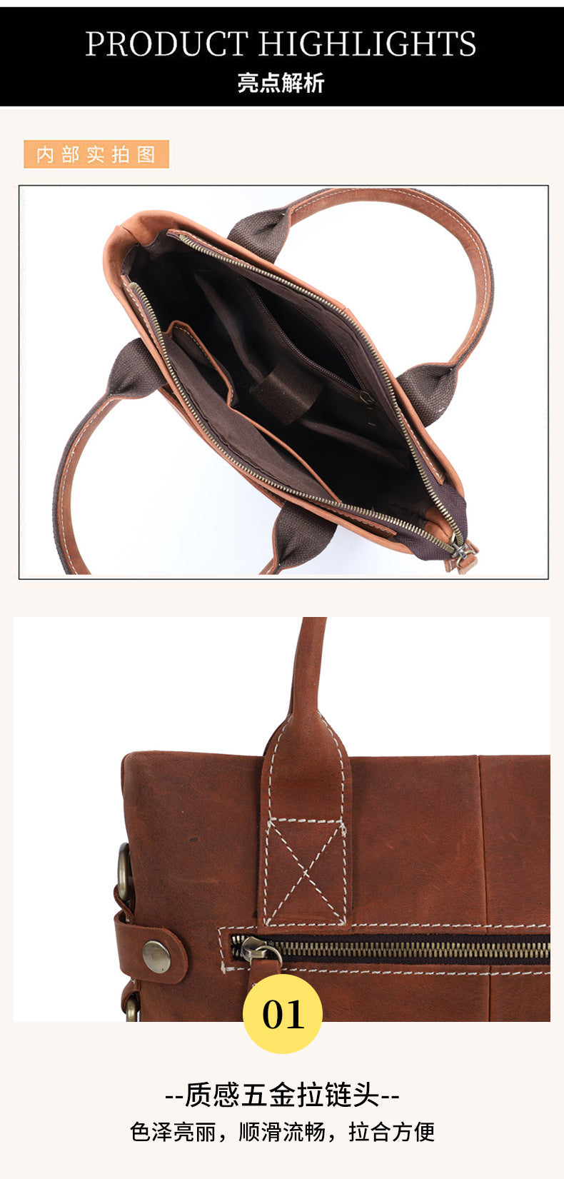 Men's Shoulder Bag Genuine Cowhide Leather Casual Business Crossbody Bag for Men