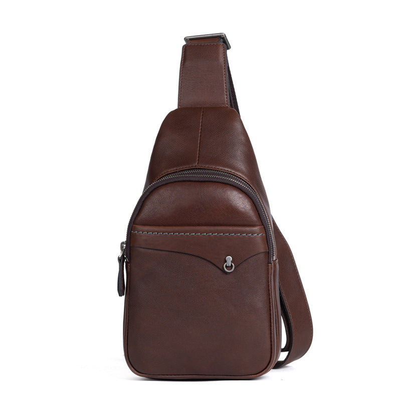 Men's bust bag genuine cowhide leather retro casual crossbody bag for men