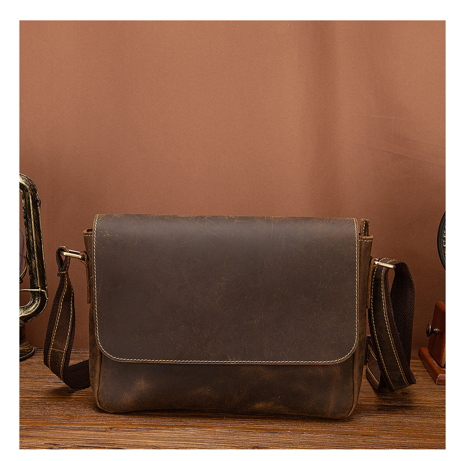Men's shoulder bag Genuine cowhide leather retro crossbody bag for men
