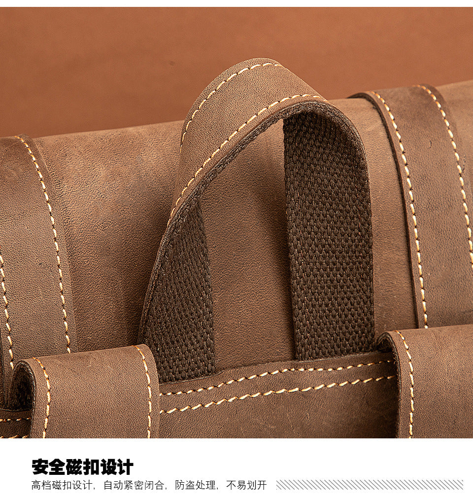 Men's backpack cowhide genuine leather retro large capacity computer bag for men