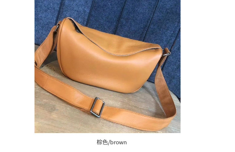 Men's Shoulder Bag Genuine Cowhide Leather Simple Casual Fashion Crossbody Bag for Men