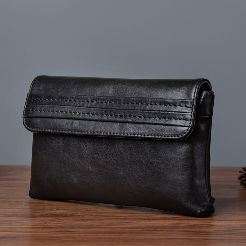Men's Clutch Bag Genuine Cowhide Leather Retro Casual Men's Handbag