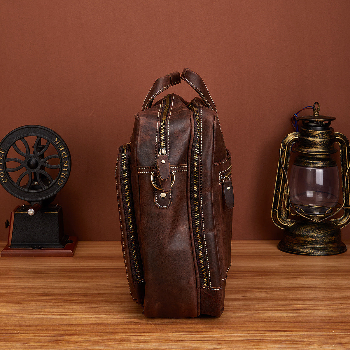 Men's Handbag Briefcase Cowhide Genuine Leather Retro Business Men Computer Bag