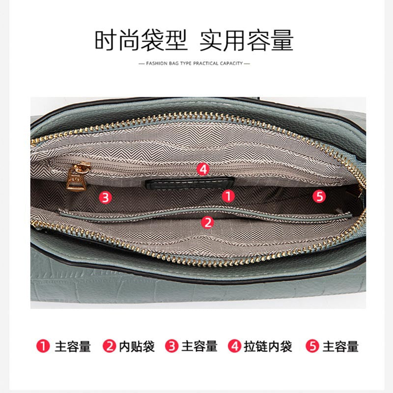 Genuine leather women's bag Crocodile pattern fashion crossbody bag Cowhide small bag that goes with anything Shoulder bag. Pochette