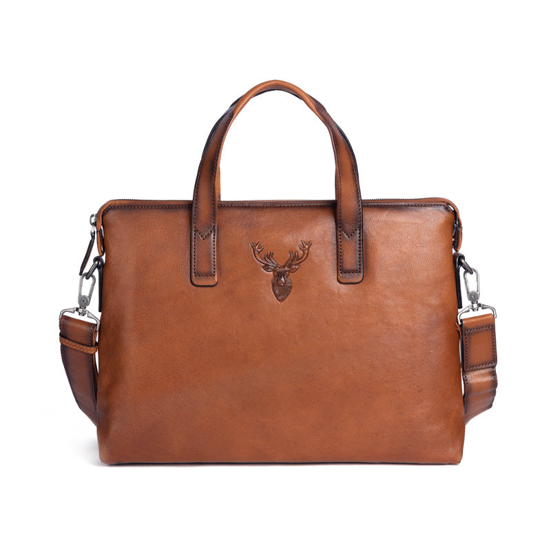 Men's Briefcase Cowhide Genuine Leather Casual Men's Handbag File Bag