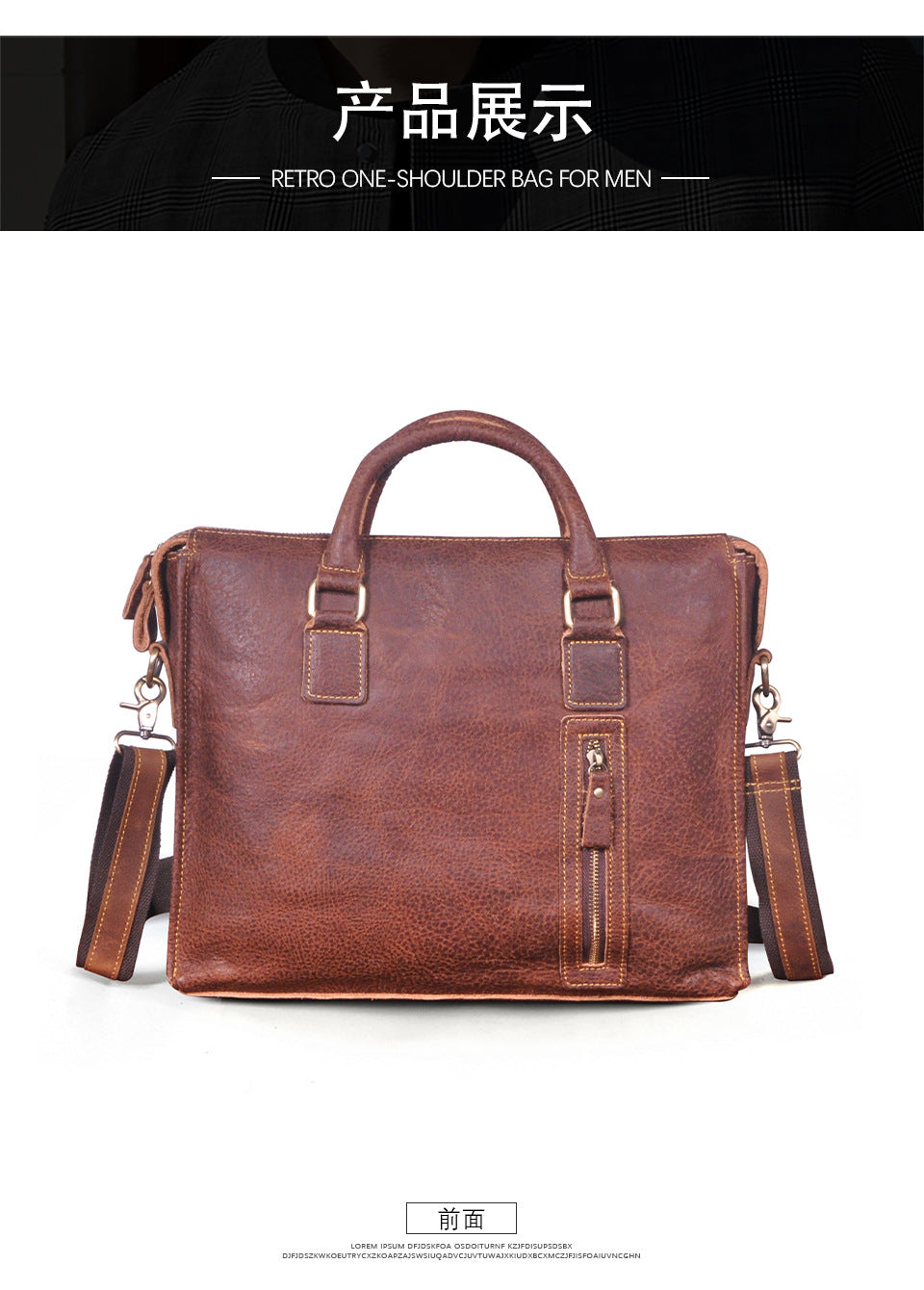 Men's Briefcase Crossbody Bag Cowhide Genuine Leather Retro Shoulder Bag Computer Bag