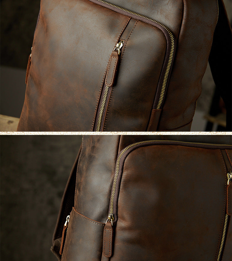 Men's backpack handmade cowhide travel bag retro large capacity computer bag