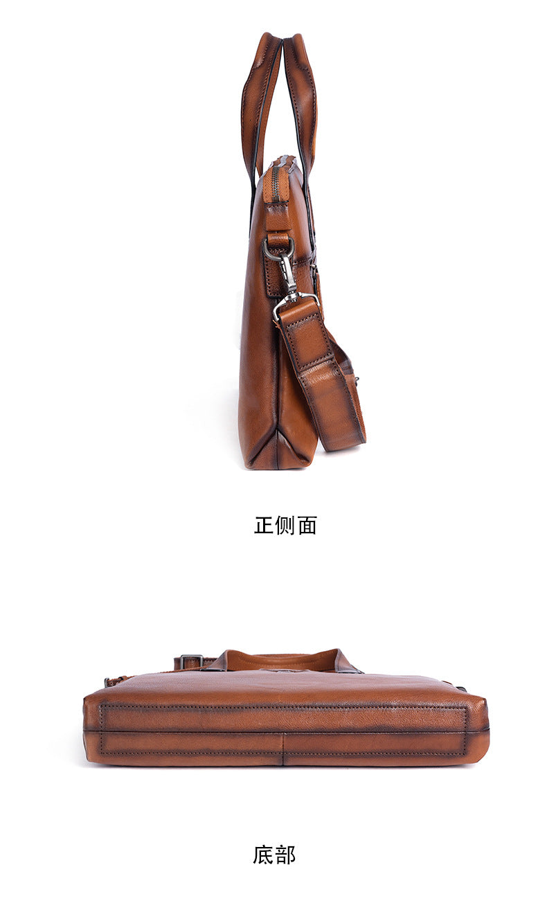 Men's Briefcase Cowhide Genuine Leather Casual Men's Handbag File Bag