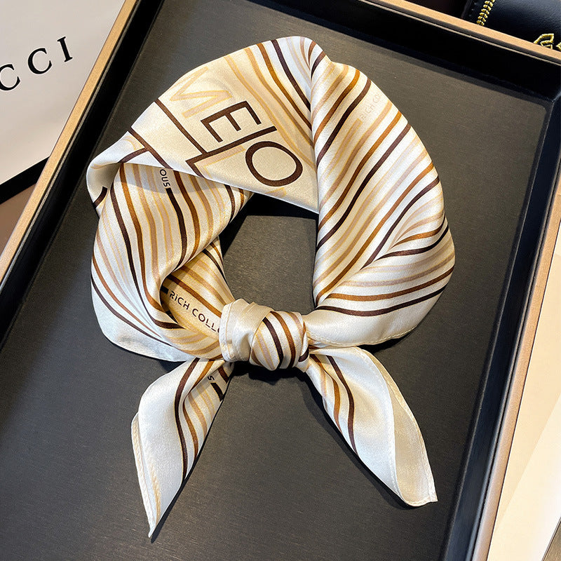 Silk scarf women European and American pattern street pattern printed pattern fashion scarf temperament