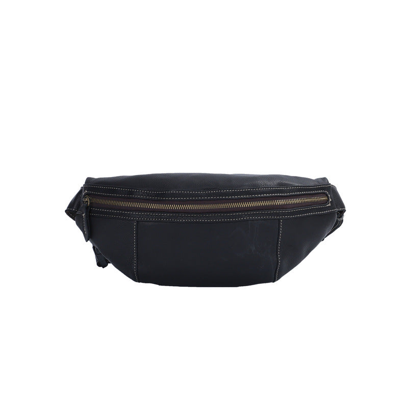Men's Bust Bag Genuine Cowhide Leather Retro Casual Fashion Shoulder Bag Crossbody Bag for Men