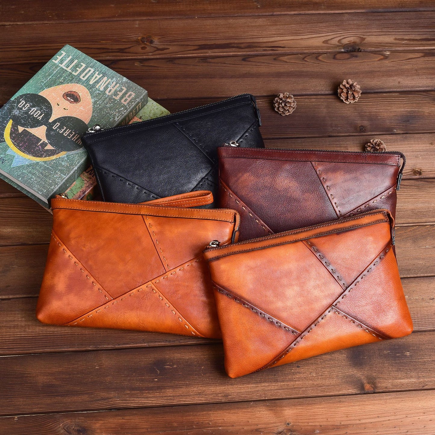 Men's Clutch Bag Genuine Cowhide Leather Retro Casual Men's Handbag