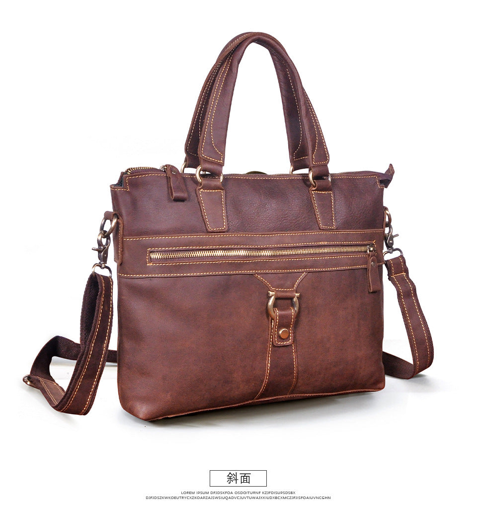 Men's Briefcase Crossbody Bag Cowhide Genuine Leather Retro Men's Shoulder Bag Handbag