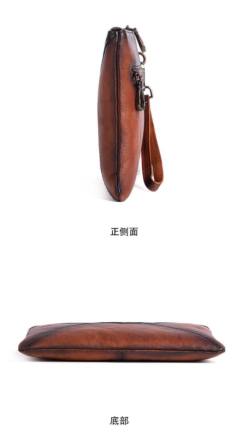 Men's Clutch Bag Genuine Cowhide Leather Casual Men's Handbag