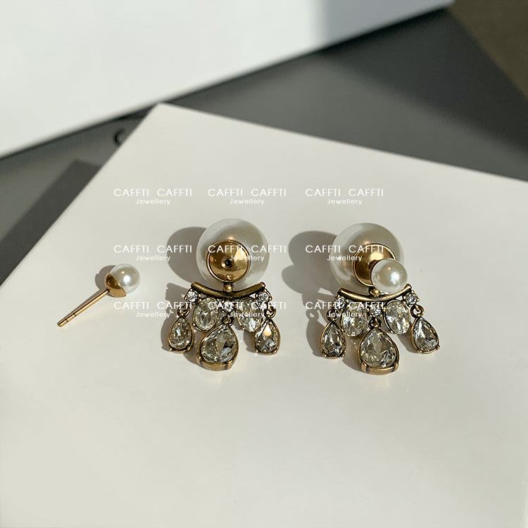 D large pearl earrings fringe earrings Retro earrings with a luxurious temperament that makes light of women's luxury