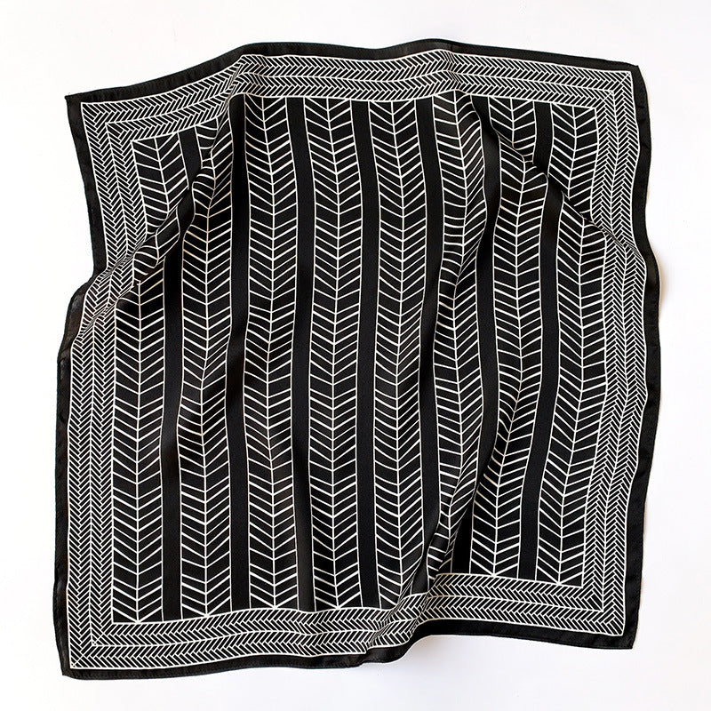 Silk scarf elegant temperament small scarf high quality geometric pattern decorative scarf ladies