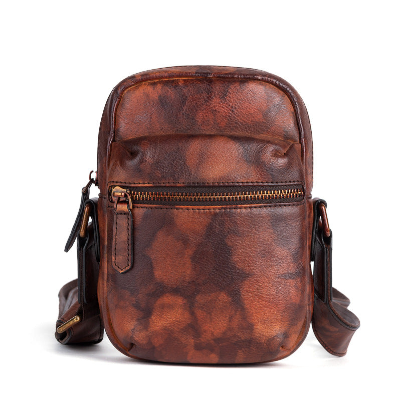 Men's Shoulder Bag Genuine Cowhide Leather Retro Casual Crossbody Bag for Men