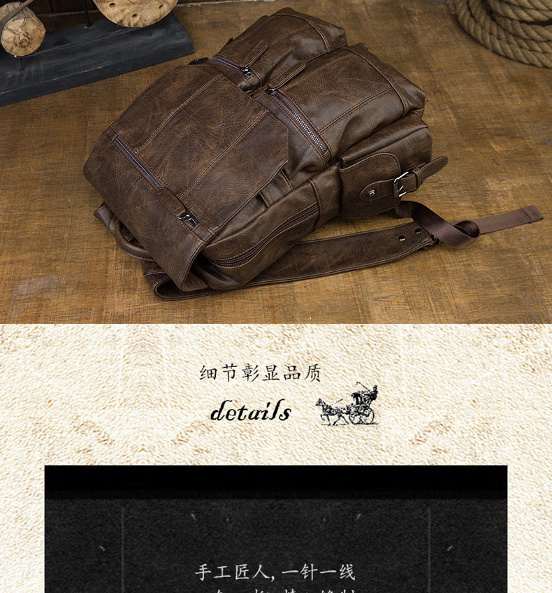 Men's backpack original design handmade cowhide genuine leather Korean fashion casual individuality school style bag for men