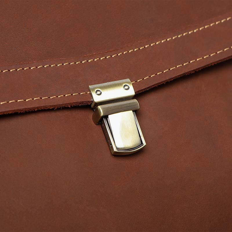 Men's Shoulder Bag Genuine Cowhide Leather Retro Briefcase Crossbody Bag for Men